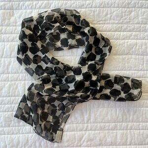 Ray Strauss Vintage Silk Sheer Scarf Geometric Black Dots